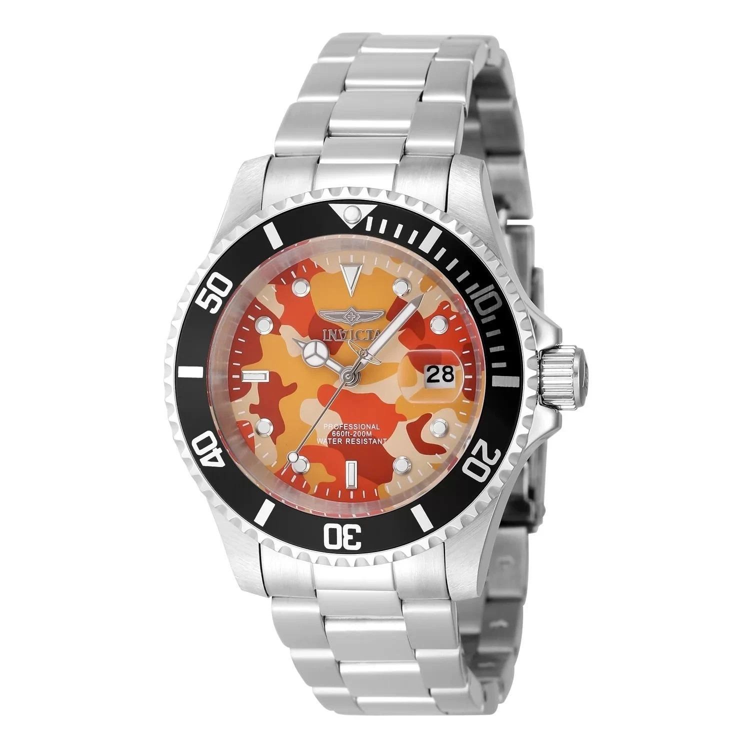 Invicta 48569 Orange Camouflage Dial Stainless Steel Diver – 40mm (Brand New!)