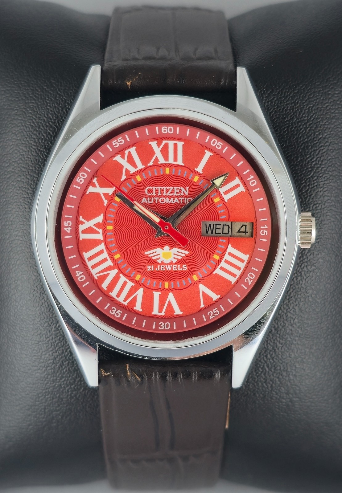 Refurbished Citizen Automatic Orange Dial with Day/Date Men’s Watch | 21 Jewels