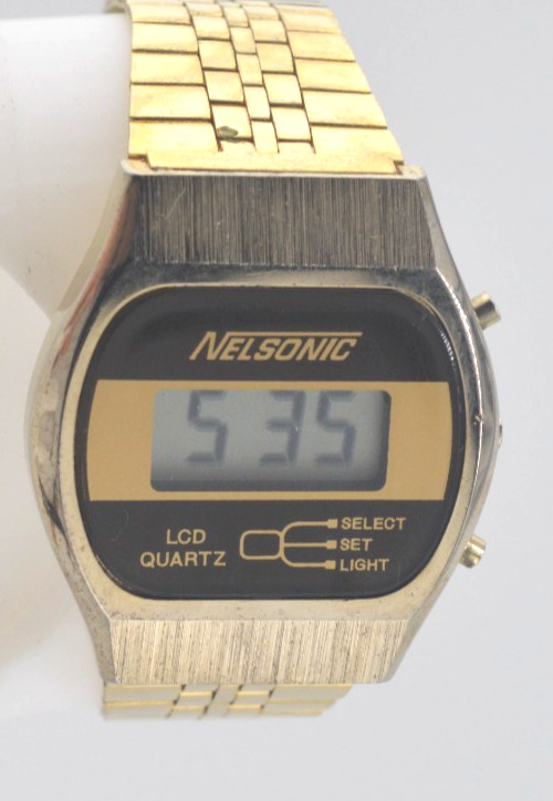 Vintage 80s Nelsonic LCD Men’s Watch 34.5mm Watch New batt Runs great GUARANTEED