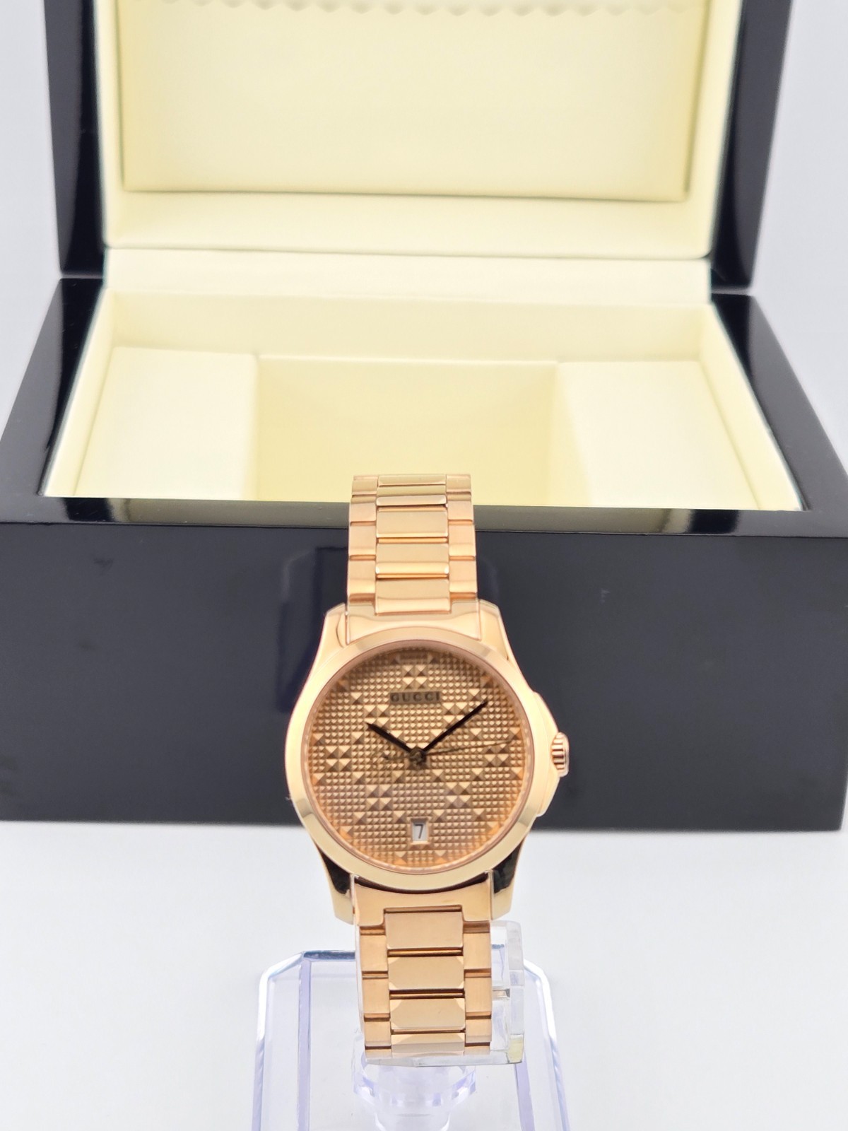 Gucci Women’s G-Timeless Gold Tone Watch Refurbished – YA126567 ($1010 MSRP)
