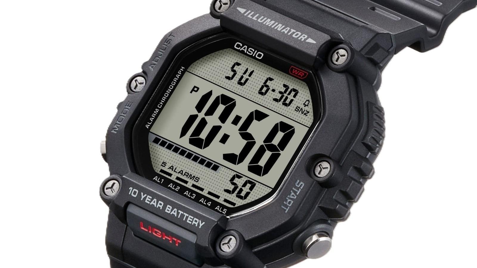 Casio Digital Resin Strap Quartz Black Dial AE-1600H-8BV 100M Men’s Watch