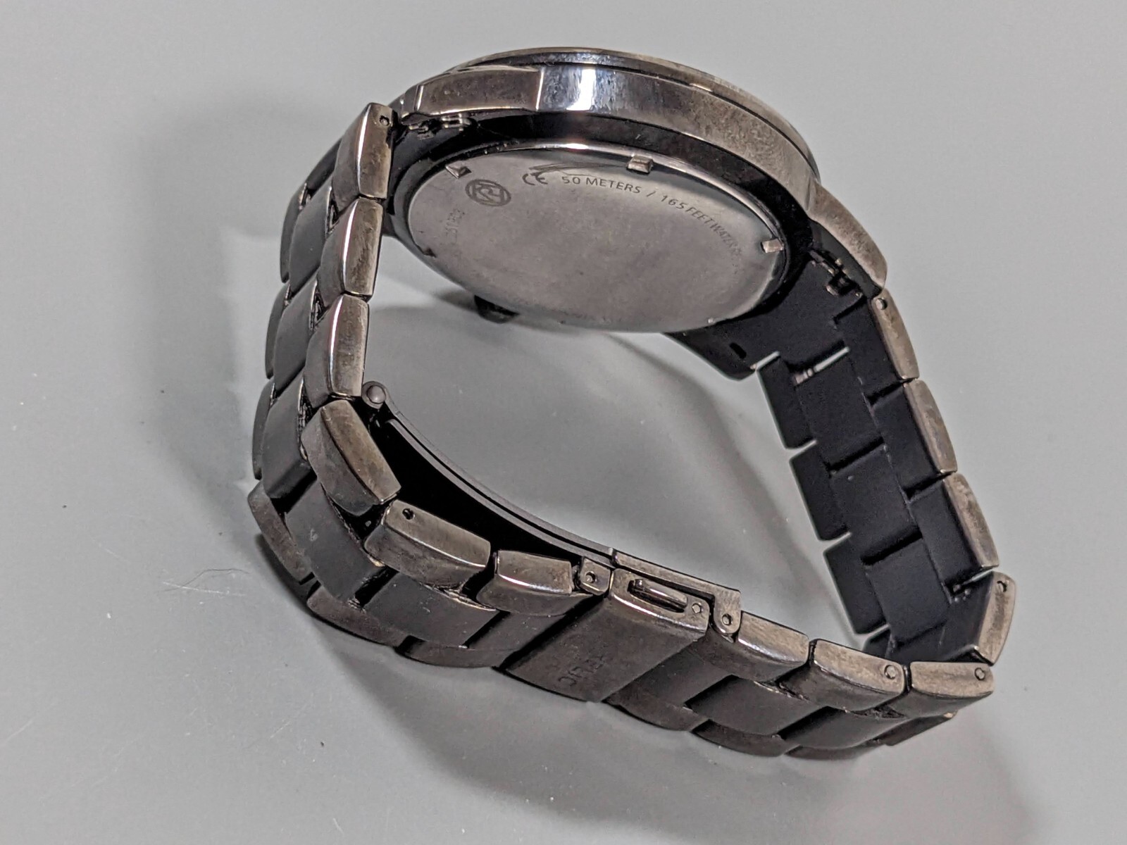 Relic Womans Gray Metallic Dial Round Case Stainless Band Watch 6.75 in Date