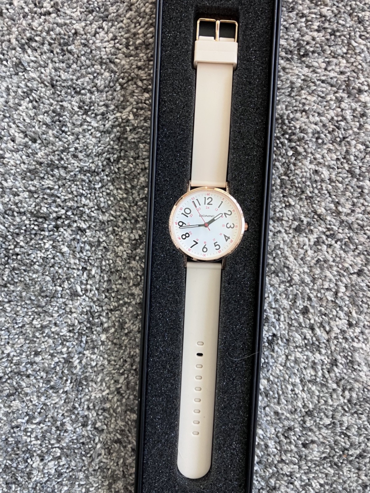 Watch with Second Hand off white silicone band