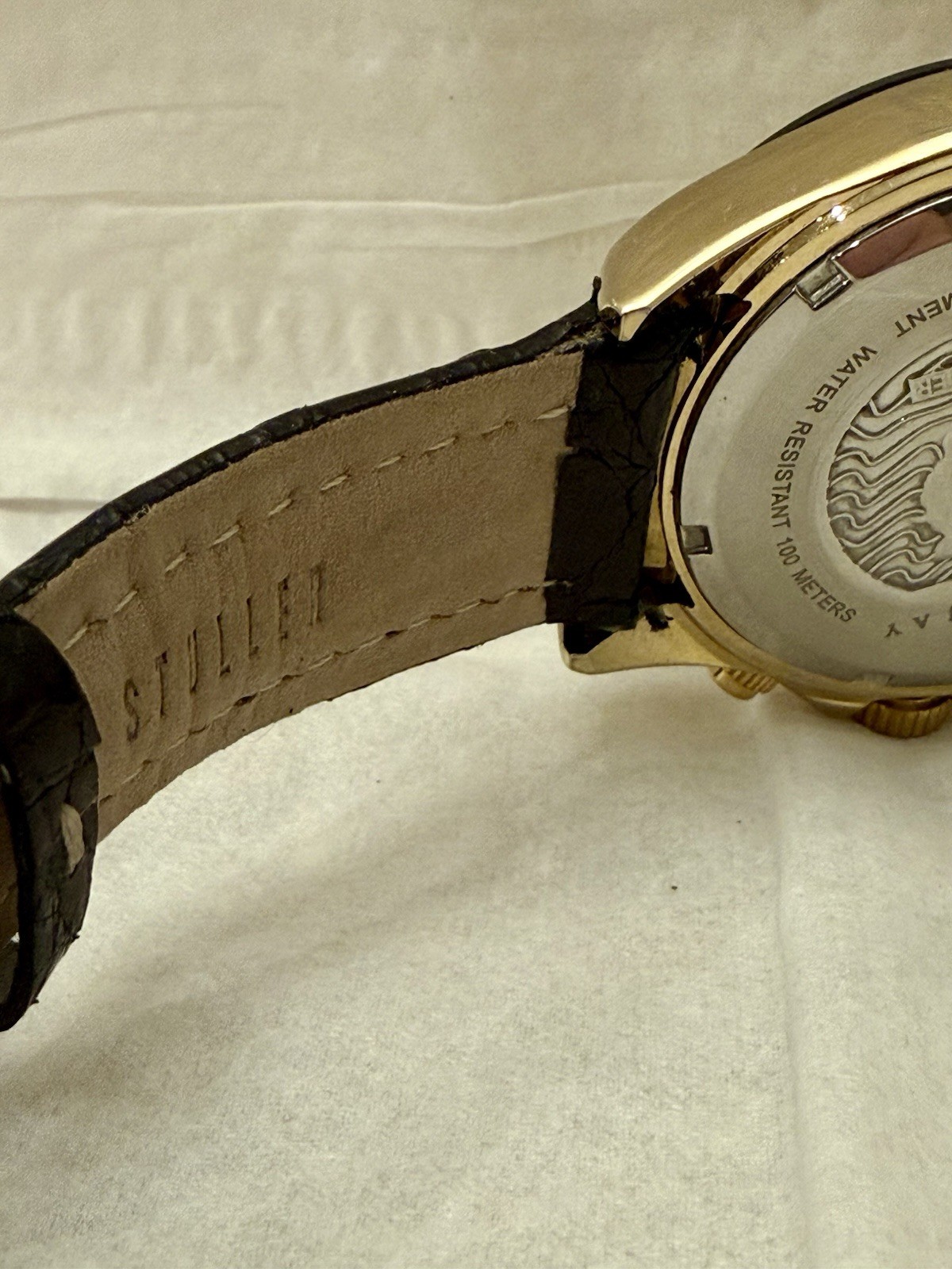 Henry Jay Aqua Master Quartz Chronograph Date Gold/Black Genuine Crocodile Strap