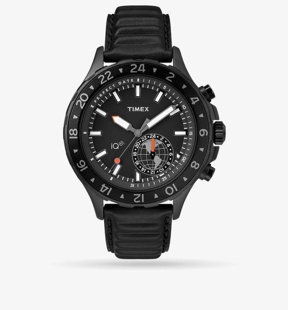 NEW TIMEX iQ+ Move Men’s Leather Watch | Black | TW2R39900 F5