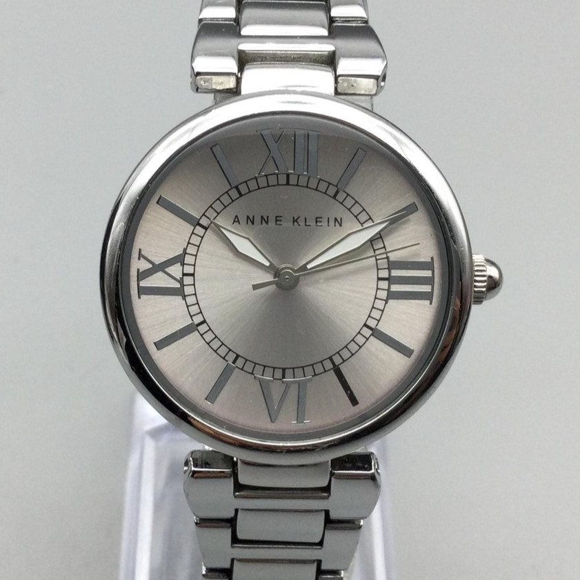 Anne Klein Womens 32mm Silver Tone AK/1876 Stainless Steel New Battery 6.75″