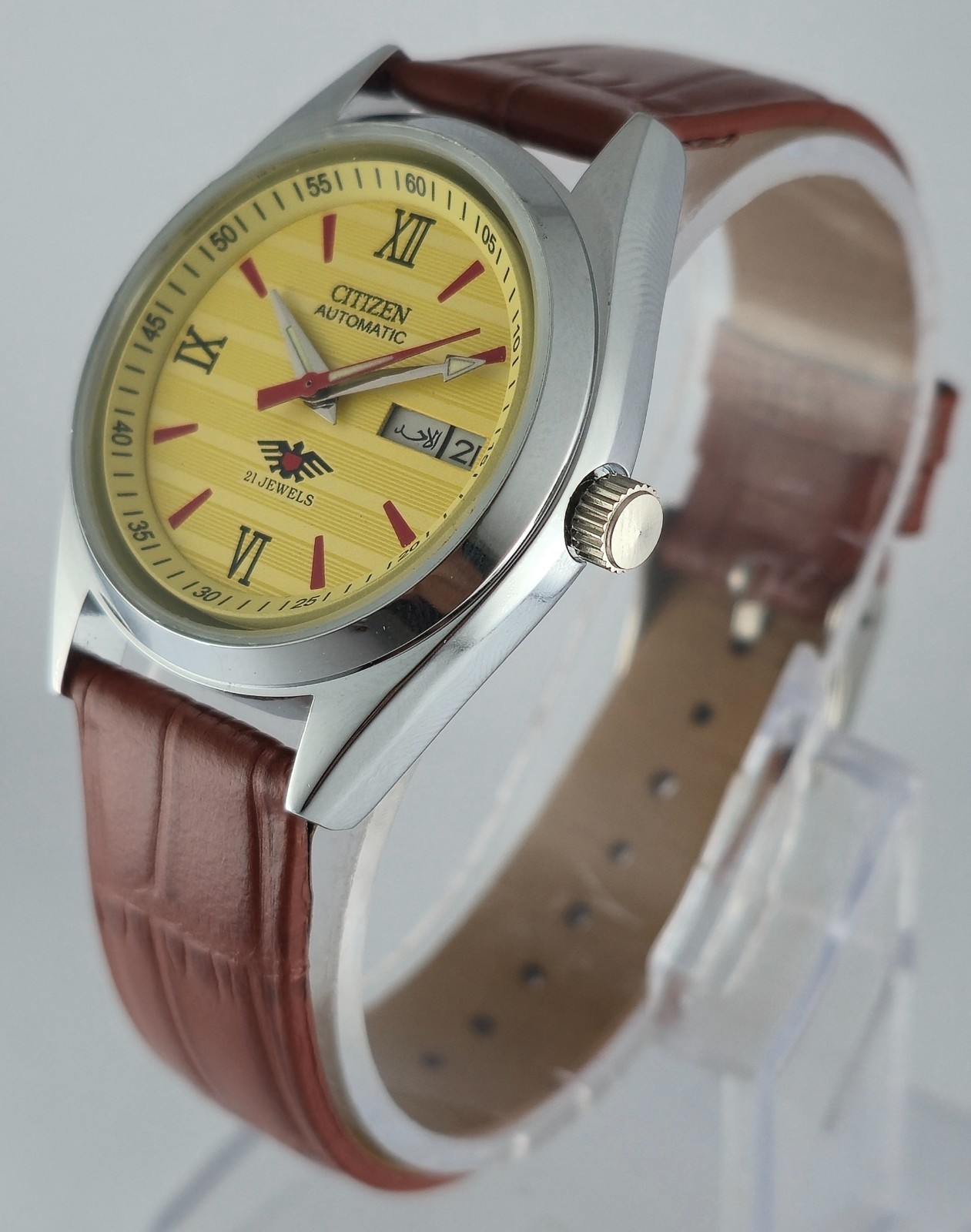 Refurbished Citizen Automatic Yellow Dial with Day/Date Men’s Watch | 21 Jewels