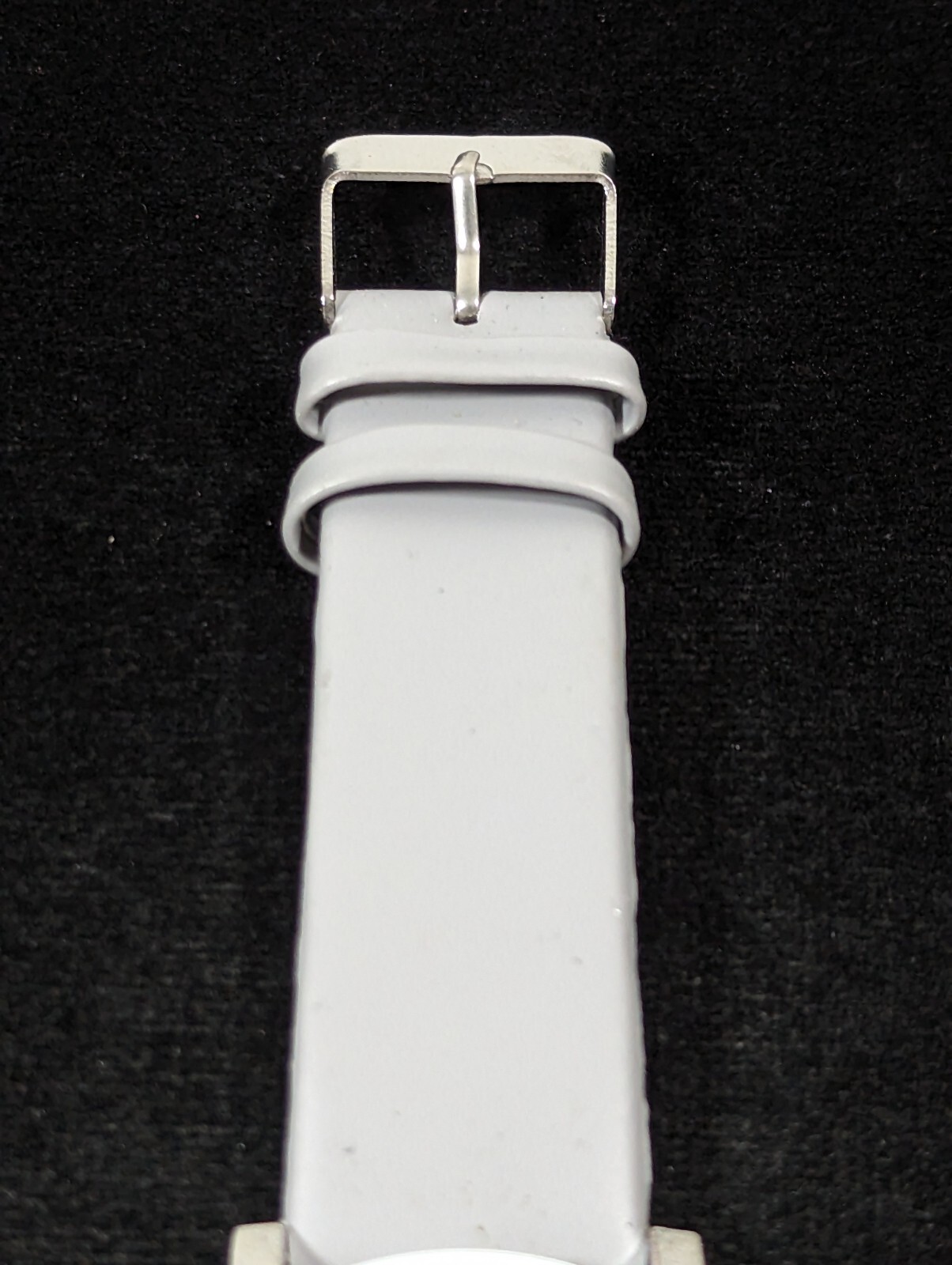 White Dial Round Silver Tone Case Gray Faux Leather Band Watch 8 Inch