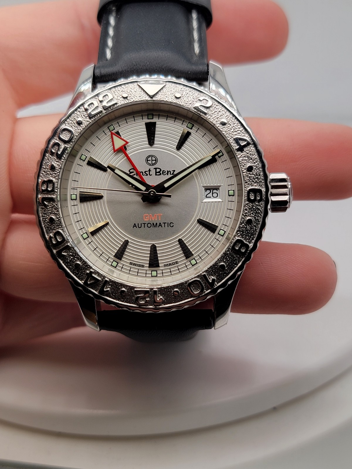 Ernst Benz ETA 2893-2 Swiss Automatic GMT 40mm Men’s Watch with Leather Strap
