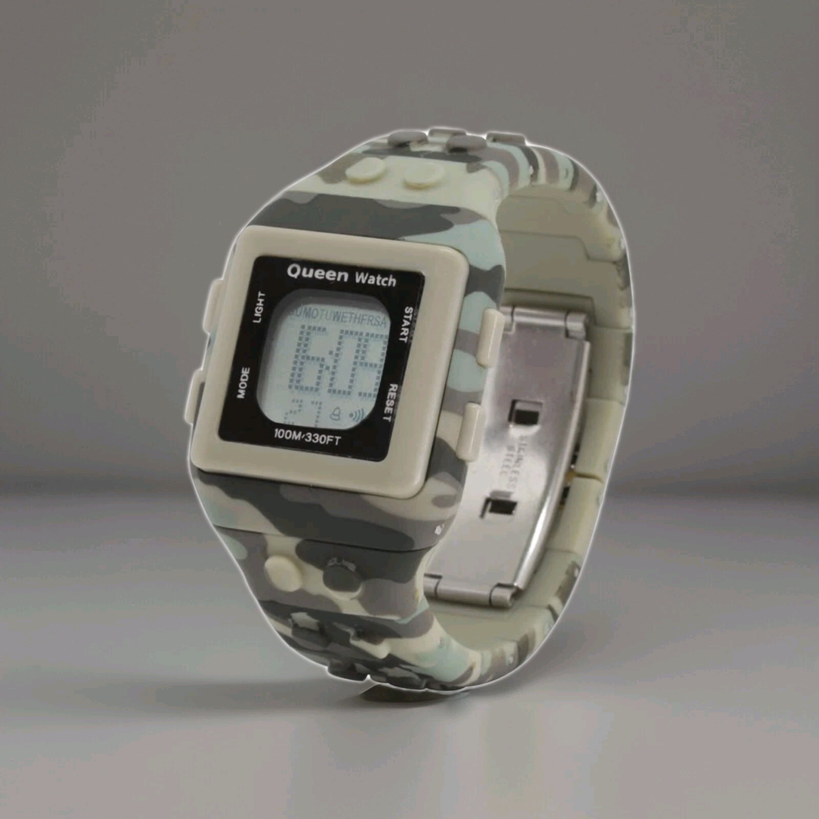 Queen Watch Orologio Deep Extreme Quartz Lcd Display Scorrimento WR 100M Deploy