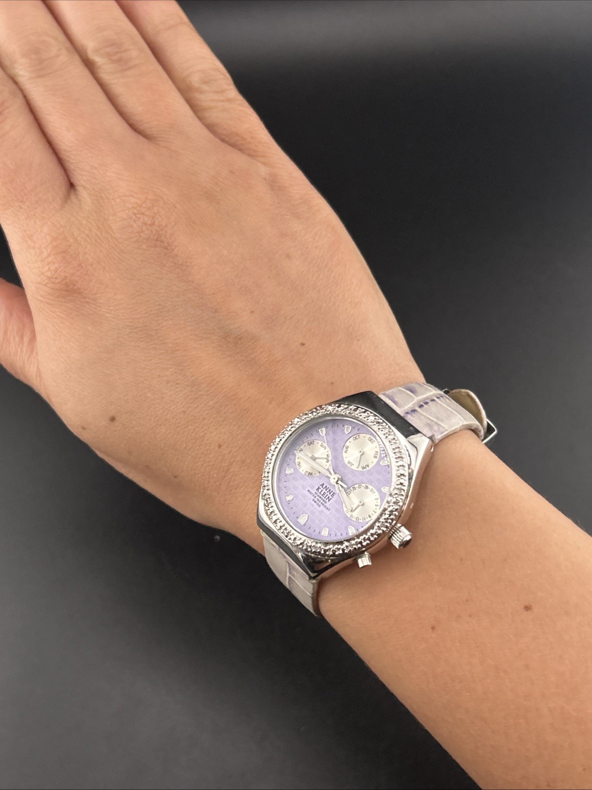 Anne Klein Diamond Accent Multi-Function Purple Watch