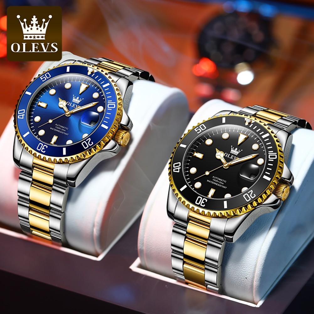 OLEVS Men’s Watch Automatic Mechanical, Stainless Steel Luminous Waterproof Date