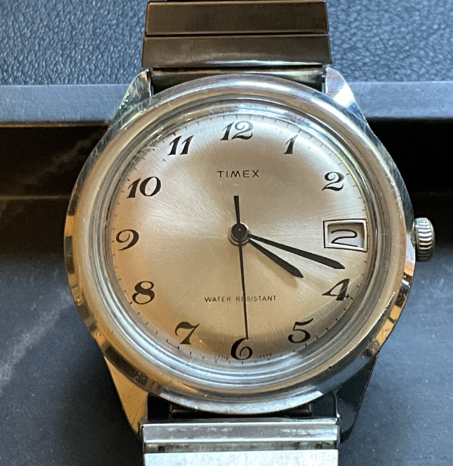 Vintage Timex 27718-10579 Manual Wind Watch, 37.5mm, Runs, Orig. Bracelet, As-Is
