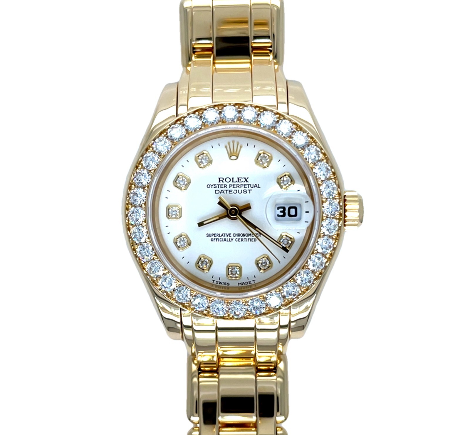 Rolex Masterpiece Watch 18K Gold Factory Diamonds Ref:69298 Serviced Warranty