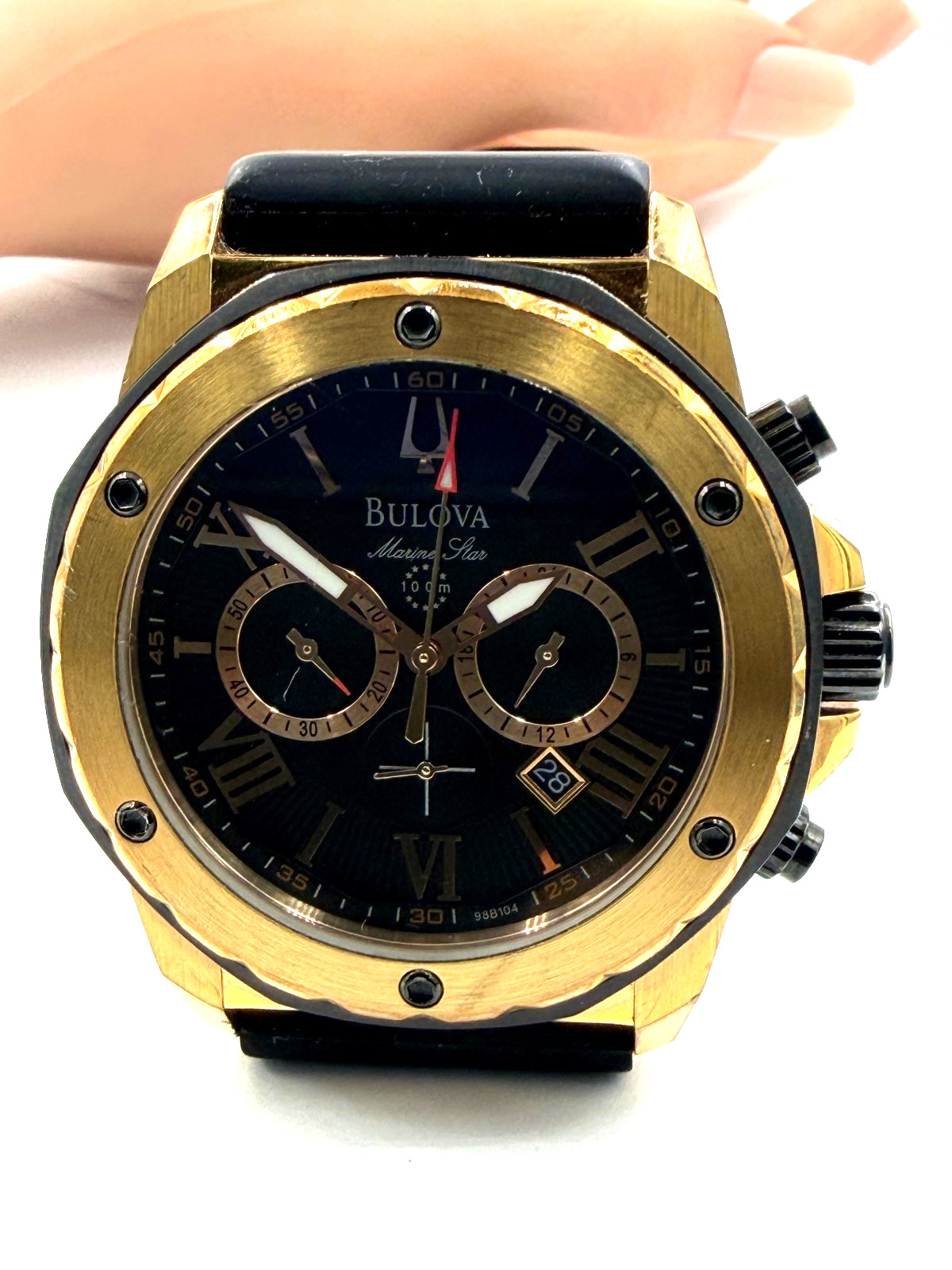 Bulova Marine Star watch Men’s 98B104 Rubber Strap 44mm Quartz Good condition