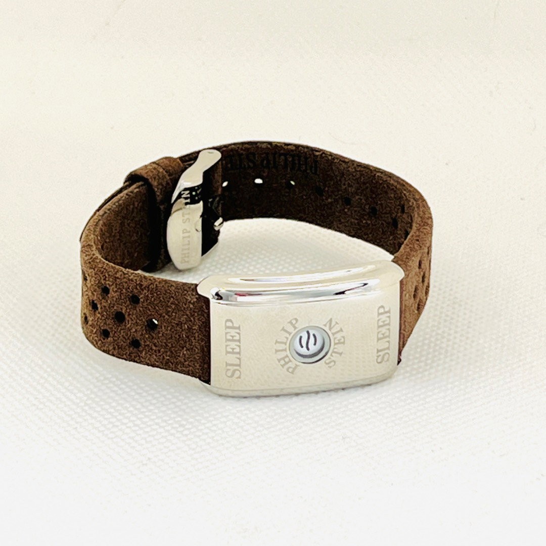 PHILIP STEIN CLASSIC SLEEP BRACELET – Stainless Steel Brown Microfiber Bracelet