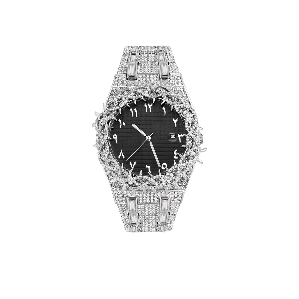 Fashion Diamond Watch Men Thorny Bezel Hip Hop Lced Qut Bling Jewelry Quartz Wri