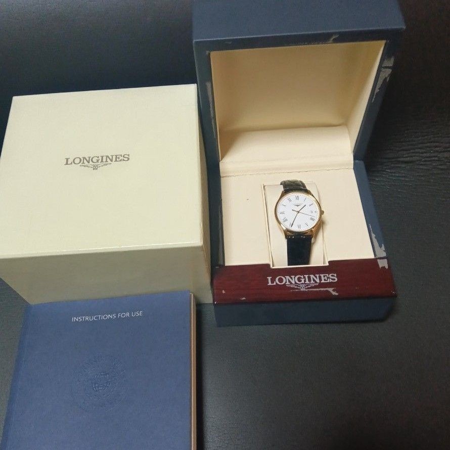 Longines Lyre L4.759.2 Quartz Mens Watch Gold White Dial 35mm Date Box