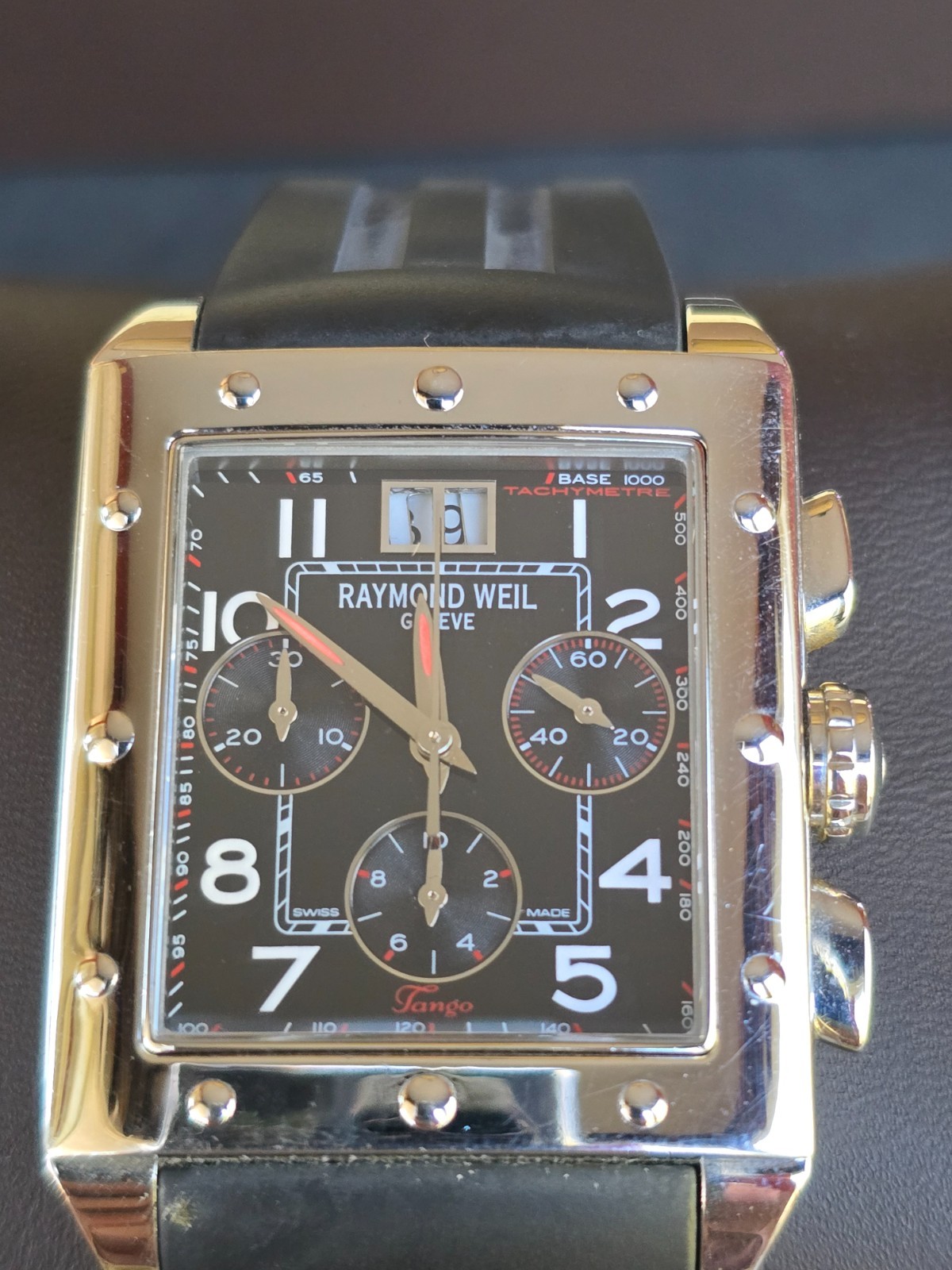 RAYMOND WEIL TANGO CHRONOGRAPH WATCH 4881 WITH RUBBER STRAP / BOX & PAPERS