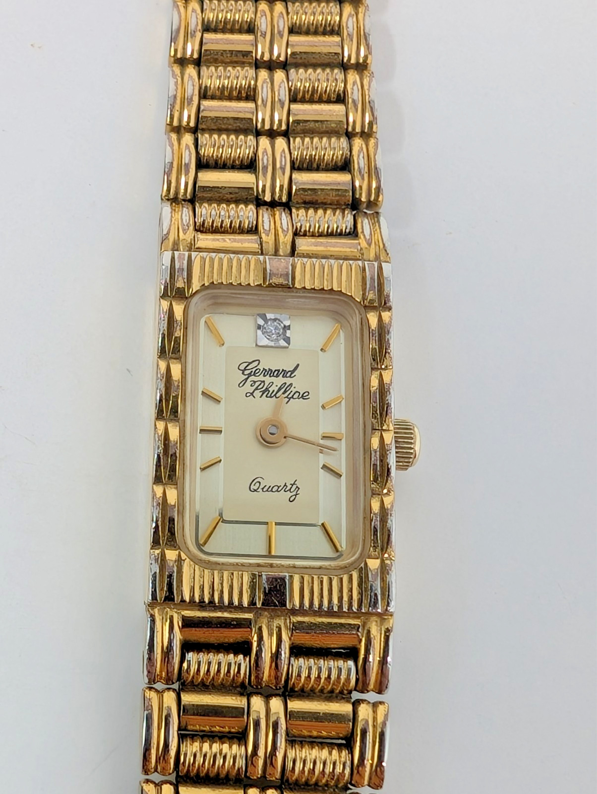 Vintage Gerrard Phillipe Quartz Wristwatch Bracelet, Diamond Accent, Made in USA