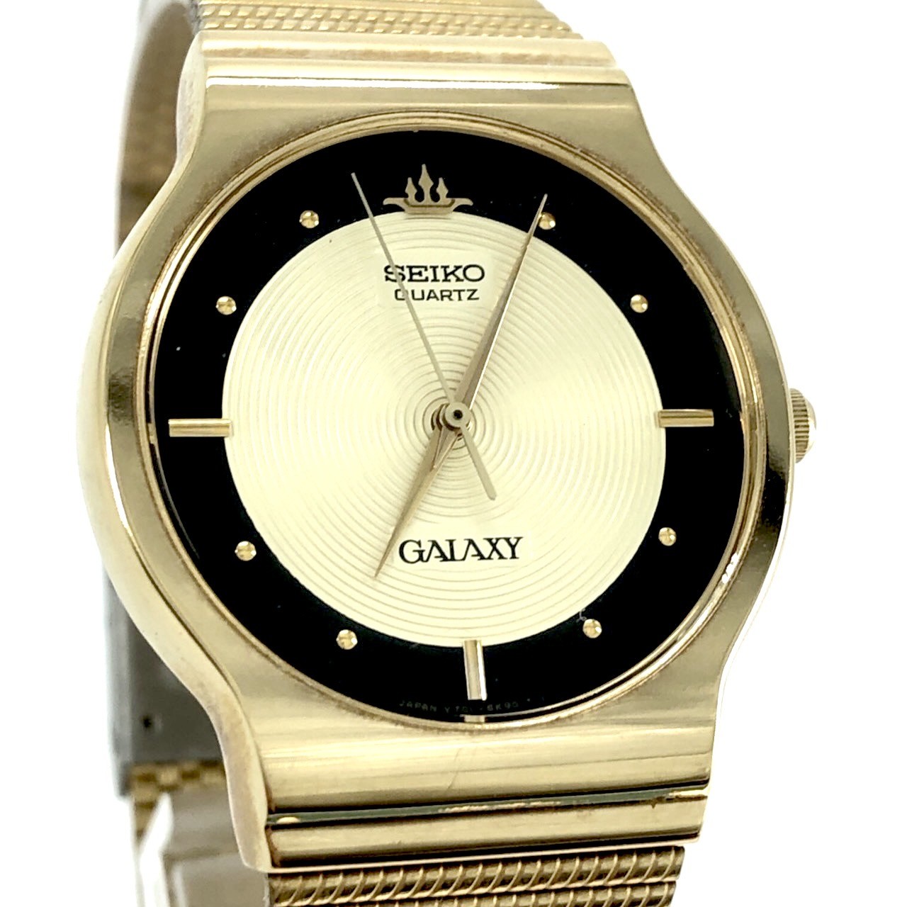 SEIKO GALAXY V701-6K20 Quartz QZ C.1992 Gold Mesh Strap Wristｗatch New Battery