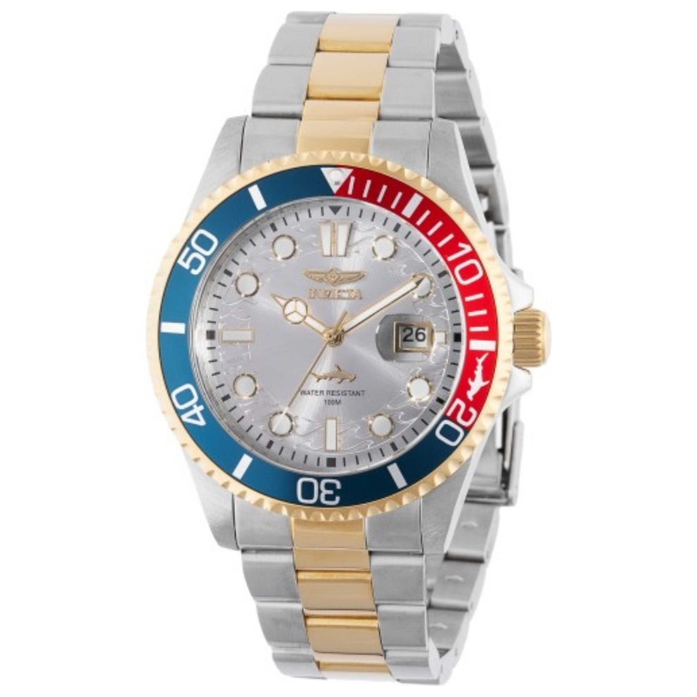 44710 Invicta Pro Diver Quartz 200m 2-Tone Blue/Red Bezel Silver Dial w/ Box