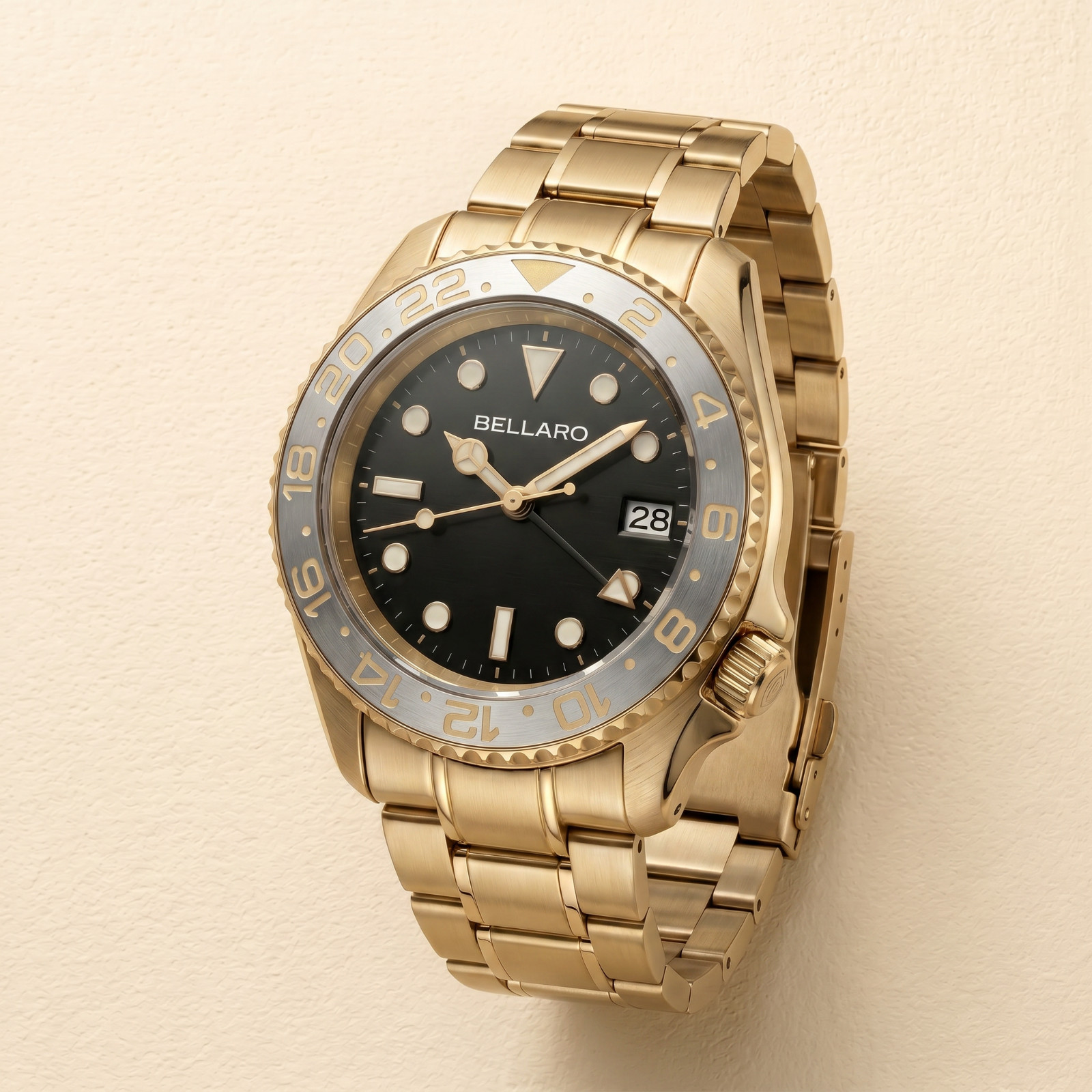 BELLARO GMT Style Watch – NH35 Automatic – Sapphire Crystal Gray Dial