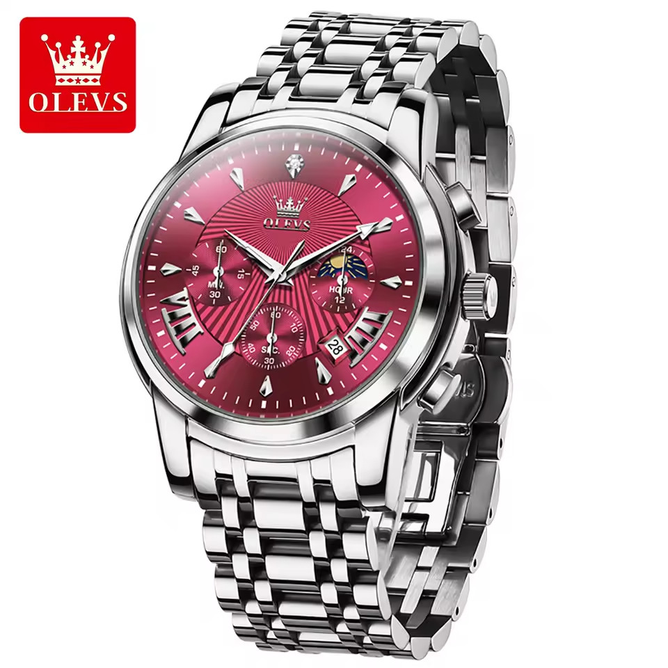 OLEVS 2892 Original Moon Phase Luminous Waterproof Quartz Watch For Men
