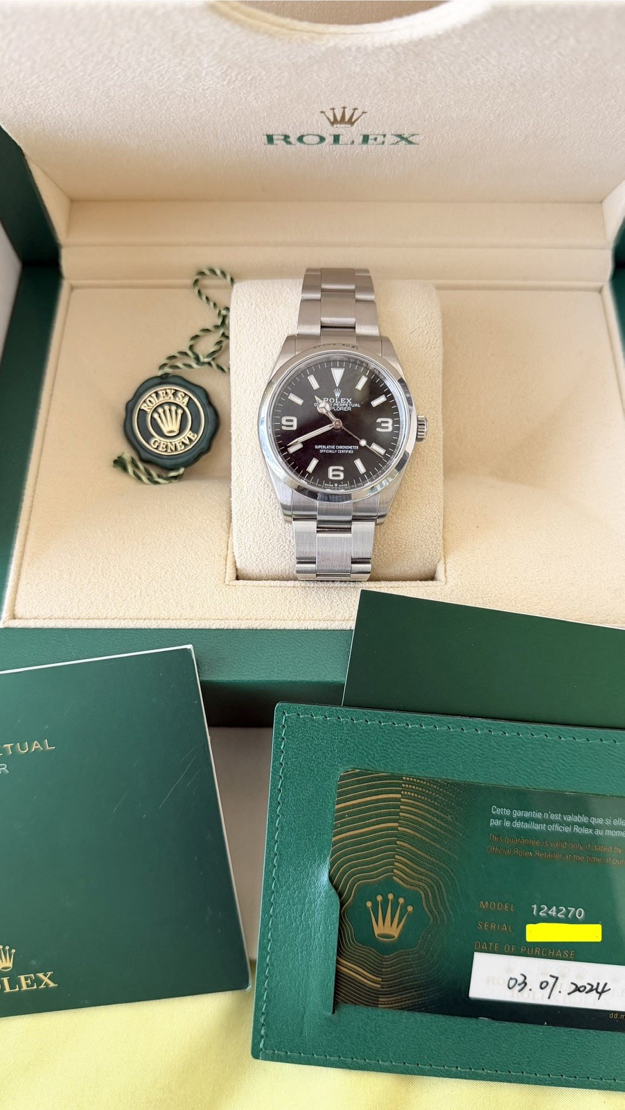 Rolex Explorer 36mm 124270 Full Set (March 2024) Box & Papers