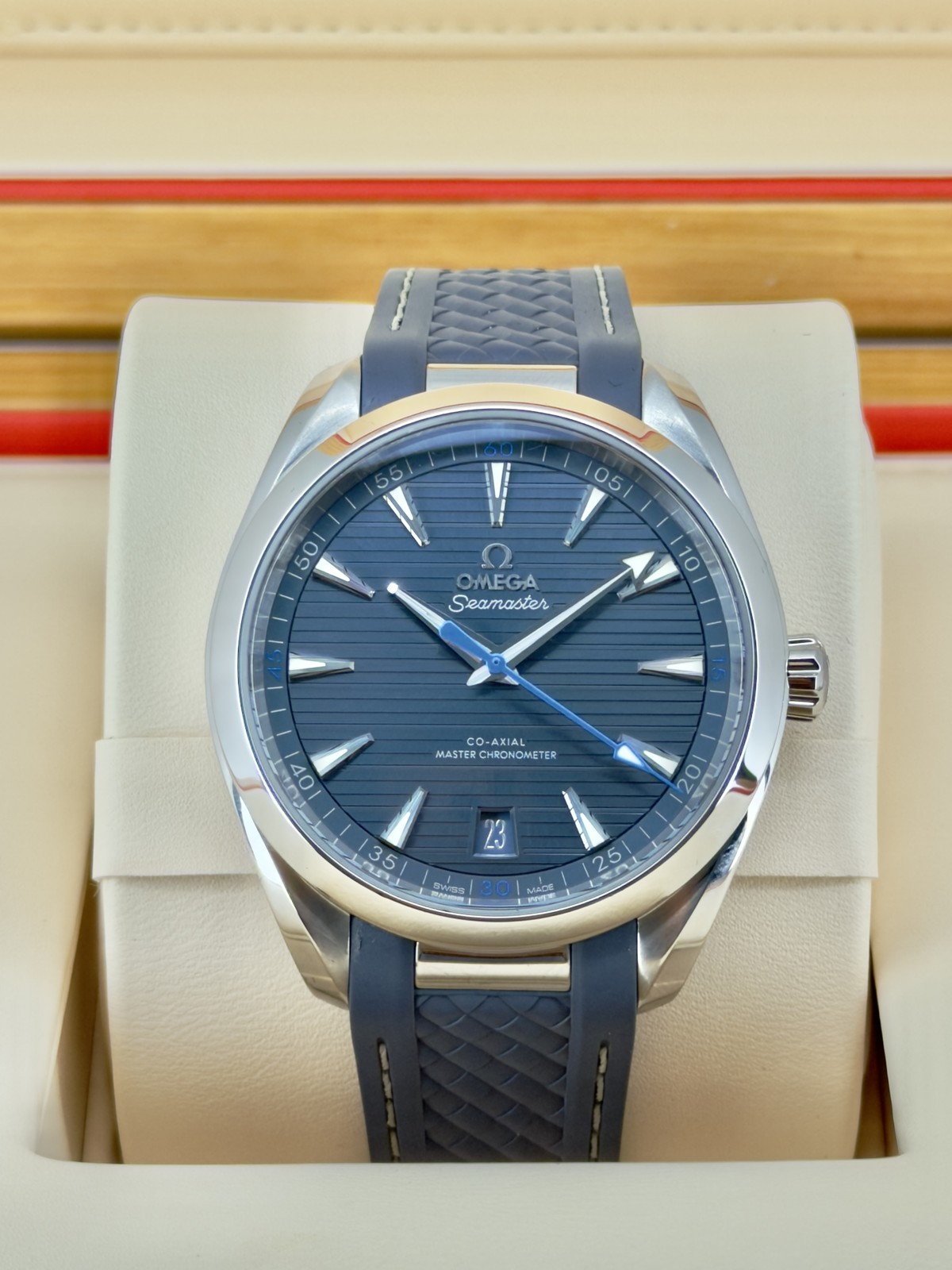 Omega Aqua Terra 150M Blue Rubber Strap 220.12.41.21.03.002 Complete 2020