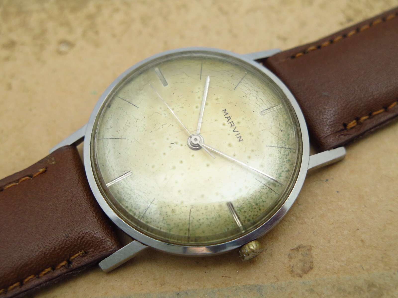 Vintage mens Marvin manual wind all original steel case very rare watch