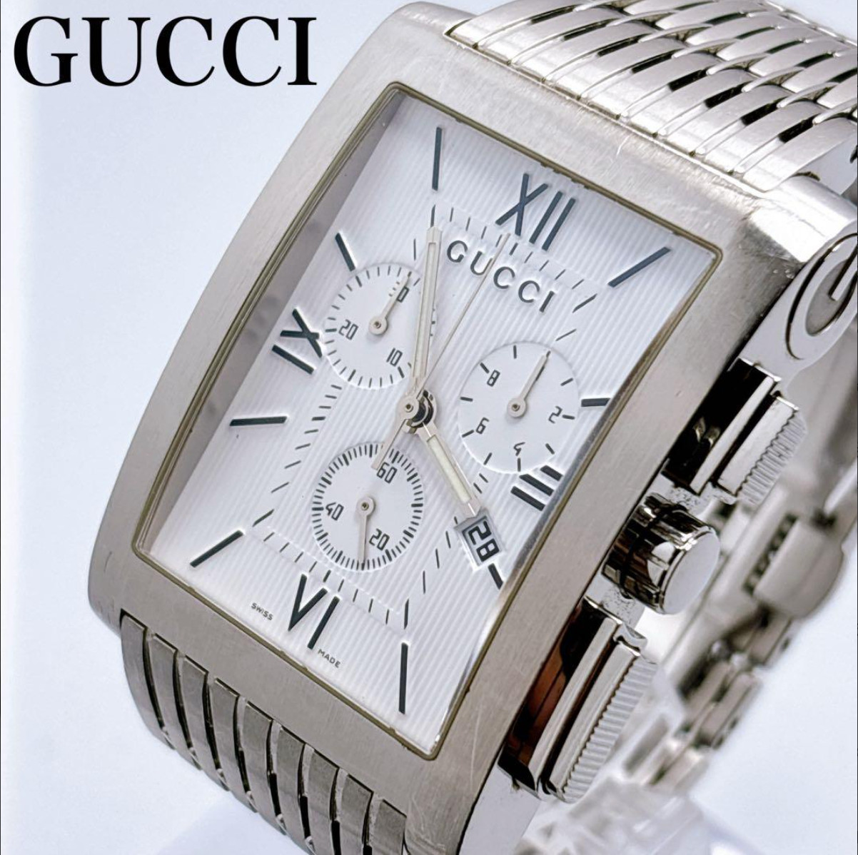 GUCCI 8600M Chrono G-Metro Chronograph Quartz White Dial Men’s Watch