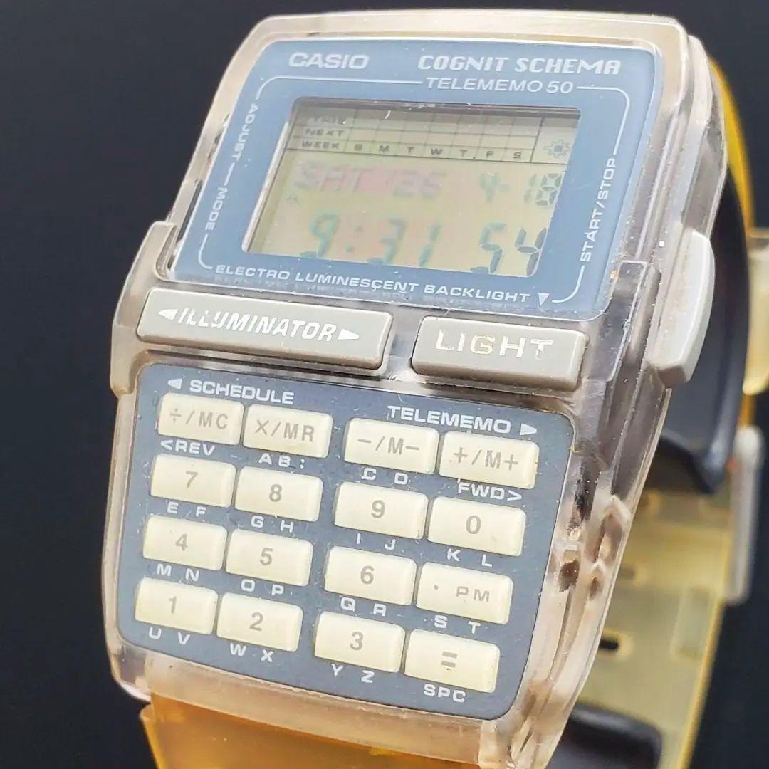 CASIO Data Bank DBC-63 Cognit Schema Yellow Skeleton Y2K Vintage Watch Working