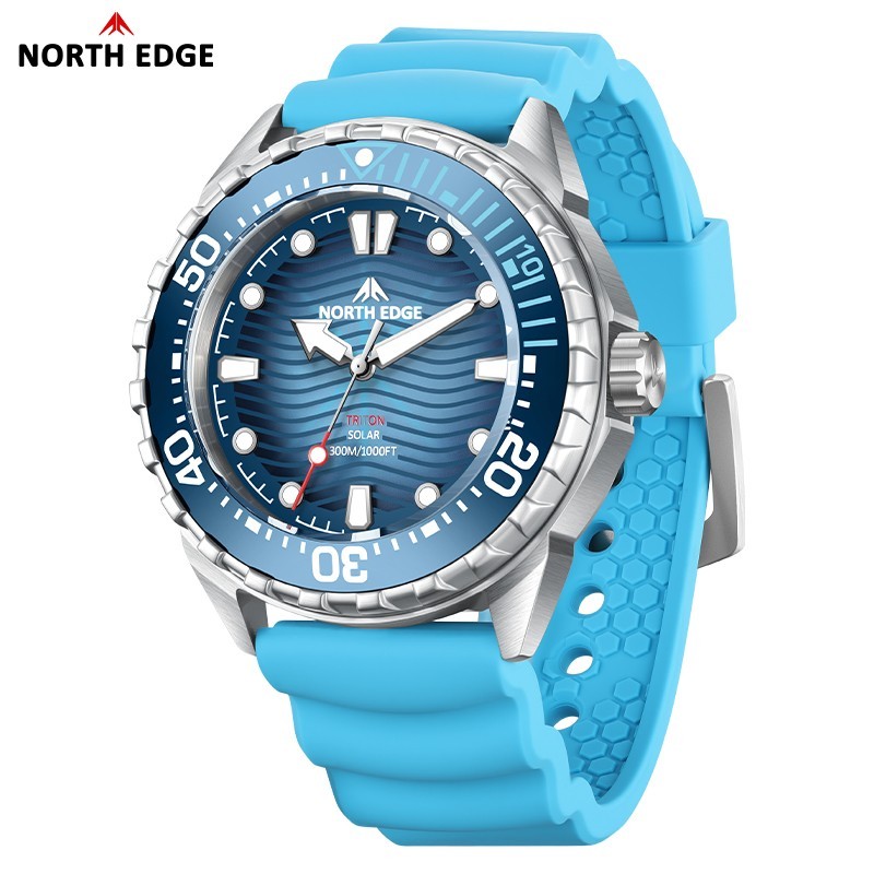 NORTH EDGE TRITON Solar Powered Dive Watch Quartz Watch Men 316L Stainless case