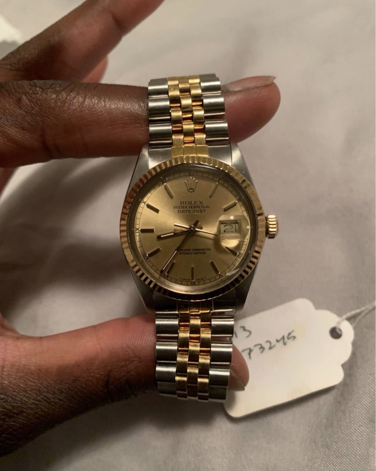 Rolex Datejust 16013 Gold and Silver Jubilee Bracelet with Gold Bezel