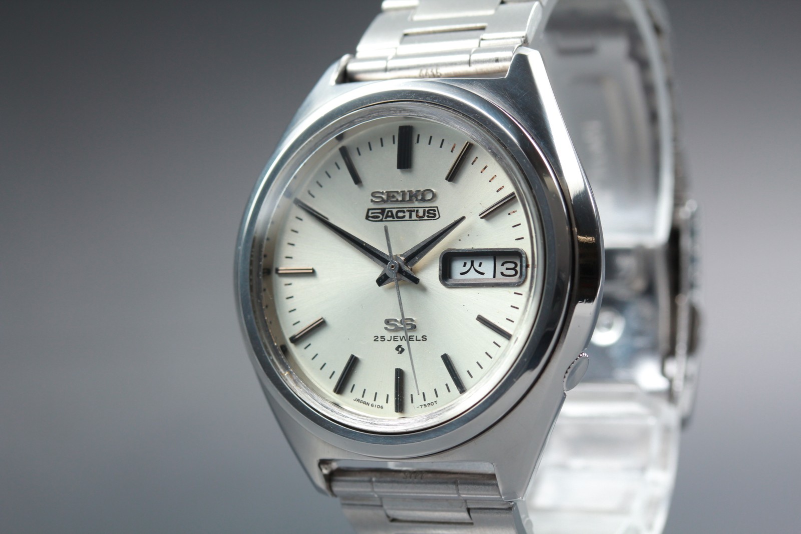 Read! [Exc+5] SEIKO 5 ACTUS SS 6106-7490 kanji Automatic Men’s Watch JAPAN