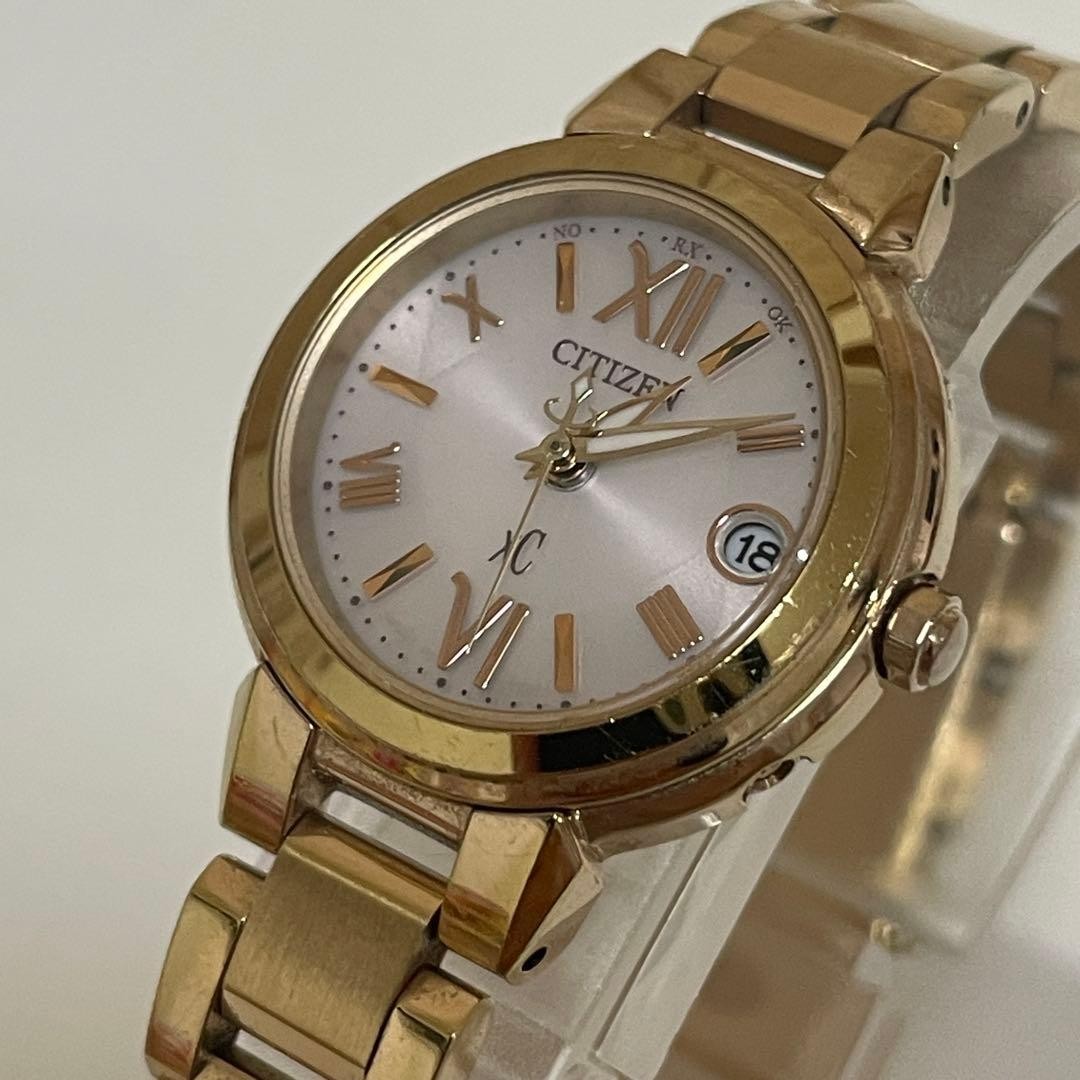 [Excellent Condition, Radio-Controlled Solar] Citizen Cross Sea Watch H058 Pink