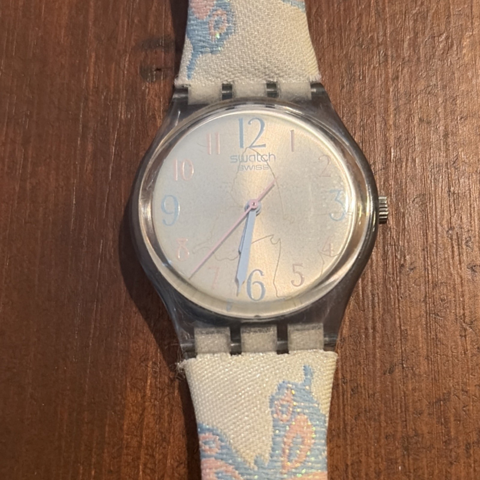 Swatch Butterfly Garden Party 2005 Quartz Vintage Fabric Leather Strap Watch