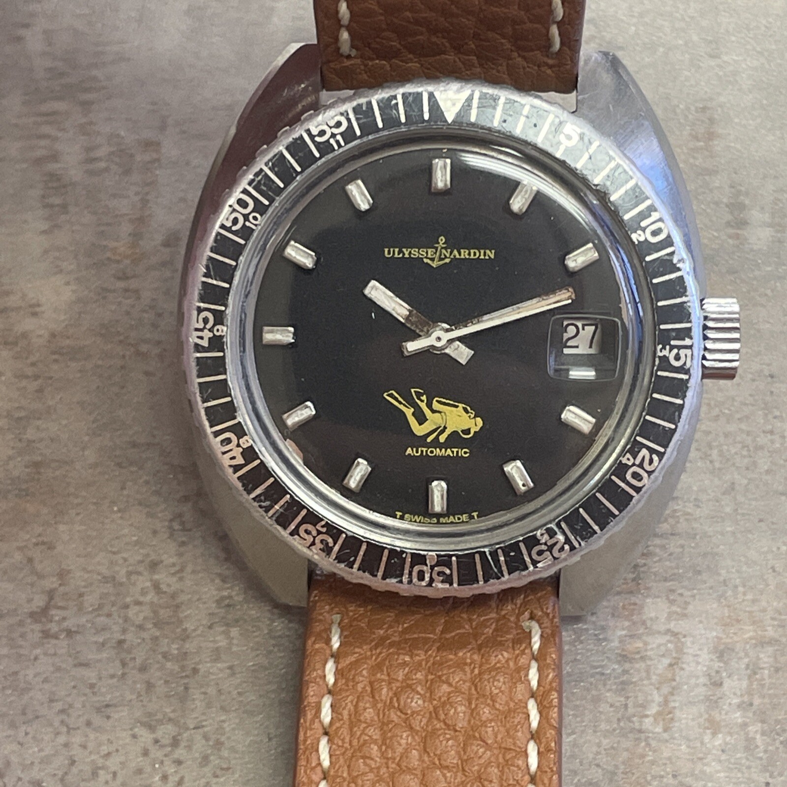 Ulysse Nardin Automatic 566 Dive Watch Tressa 4462 Mvmt 42mm 1960’s Watch rare