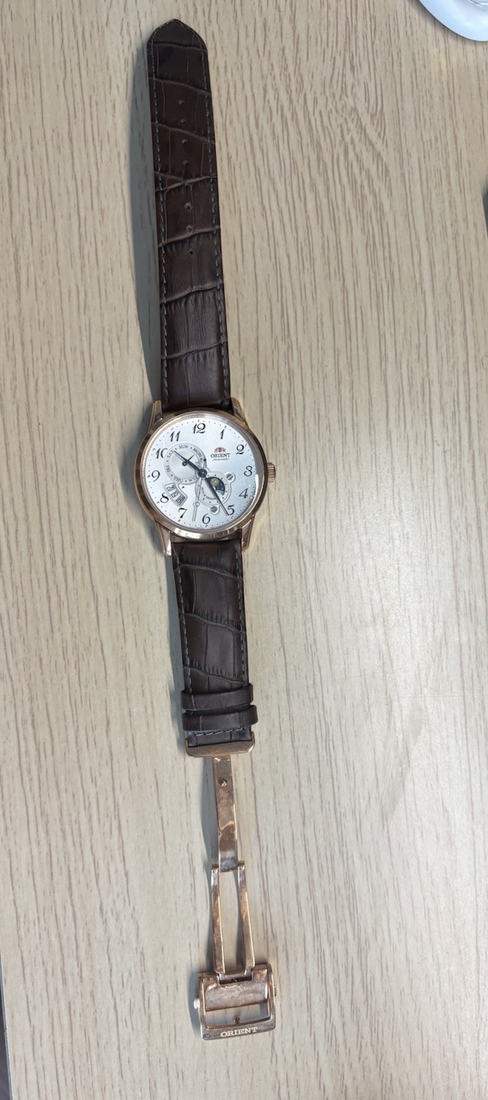 Orient Sun & Moon Automatic Rose Gold White Dial Men’s Watch F6B2-UAA0