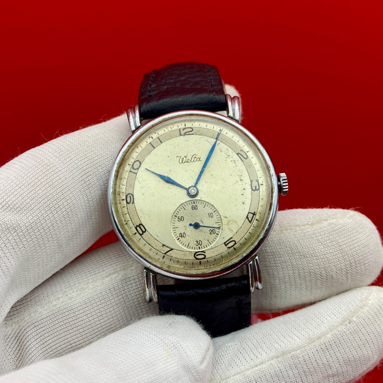 Vntage Jumbo Welta Geneve Sub Second Manual Winding Watch Men’s Swiss 1950’s