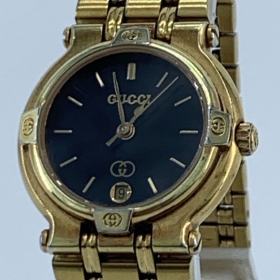 GUCCI 9200L Wristwatch Quartz Gold x Black Dial 3ATM 30M 3Hand Ladies’ Cleaned