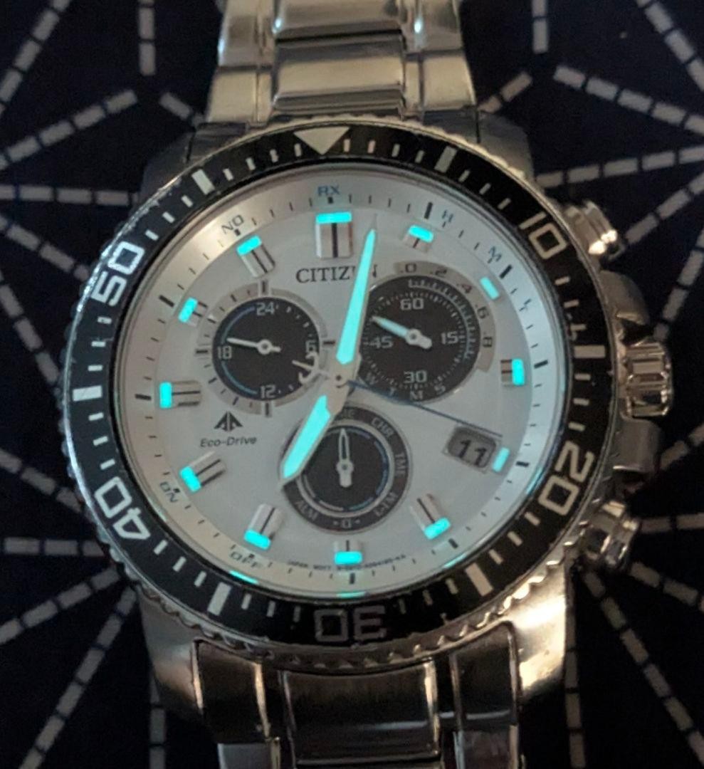 Citizen Eco-Drive White Dial 18cm Radio Running Box Included Chronograph Mens