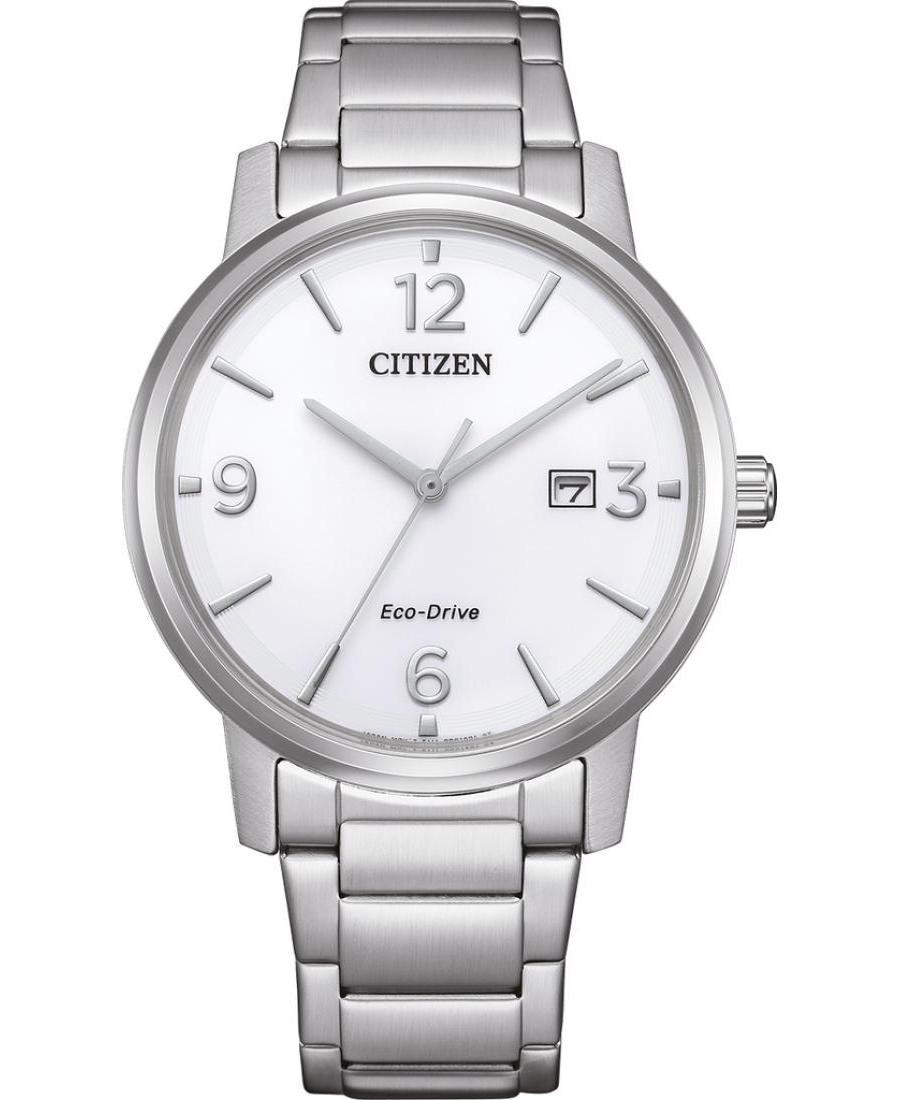 CITIZEN Men Analog Eco-Drive Casual Watch Classic Dress White Dial Waterproof Ro