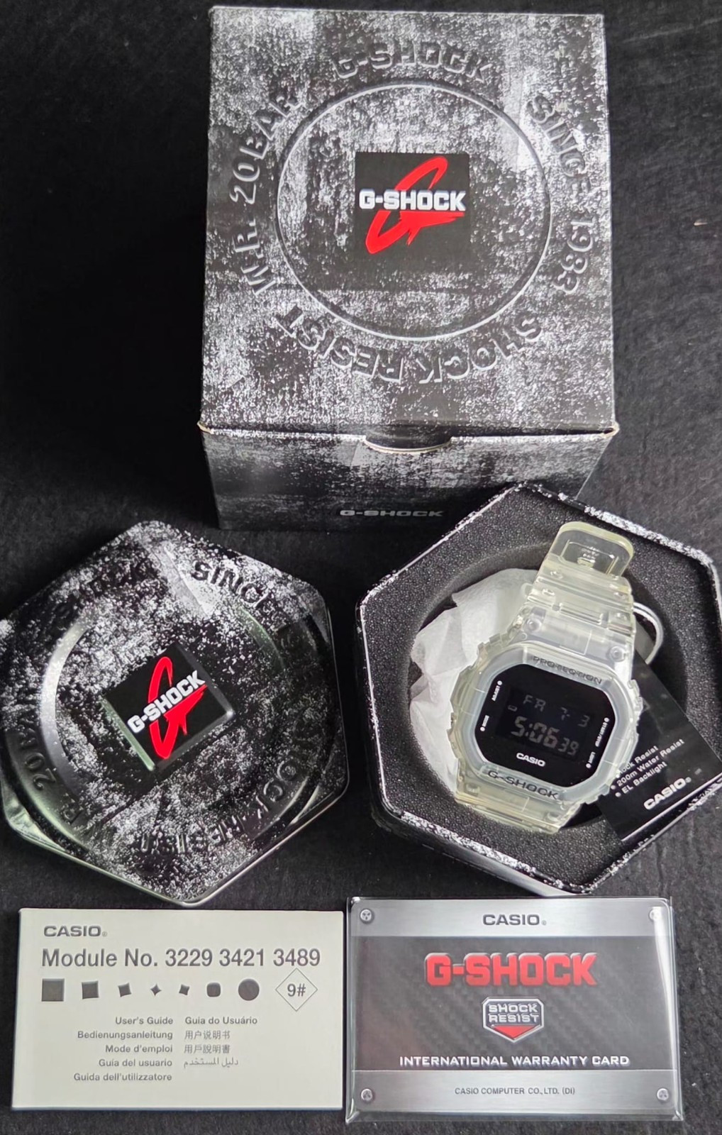 Casio G-Shock Skeleton Transparent Resin Black Dial DW-5600SKE-7 Digital Watch