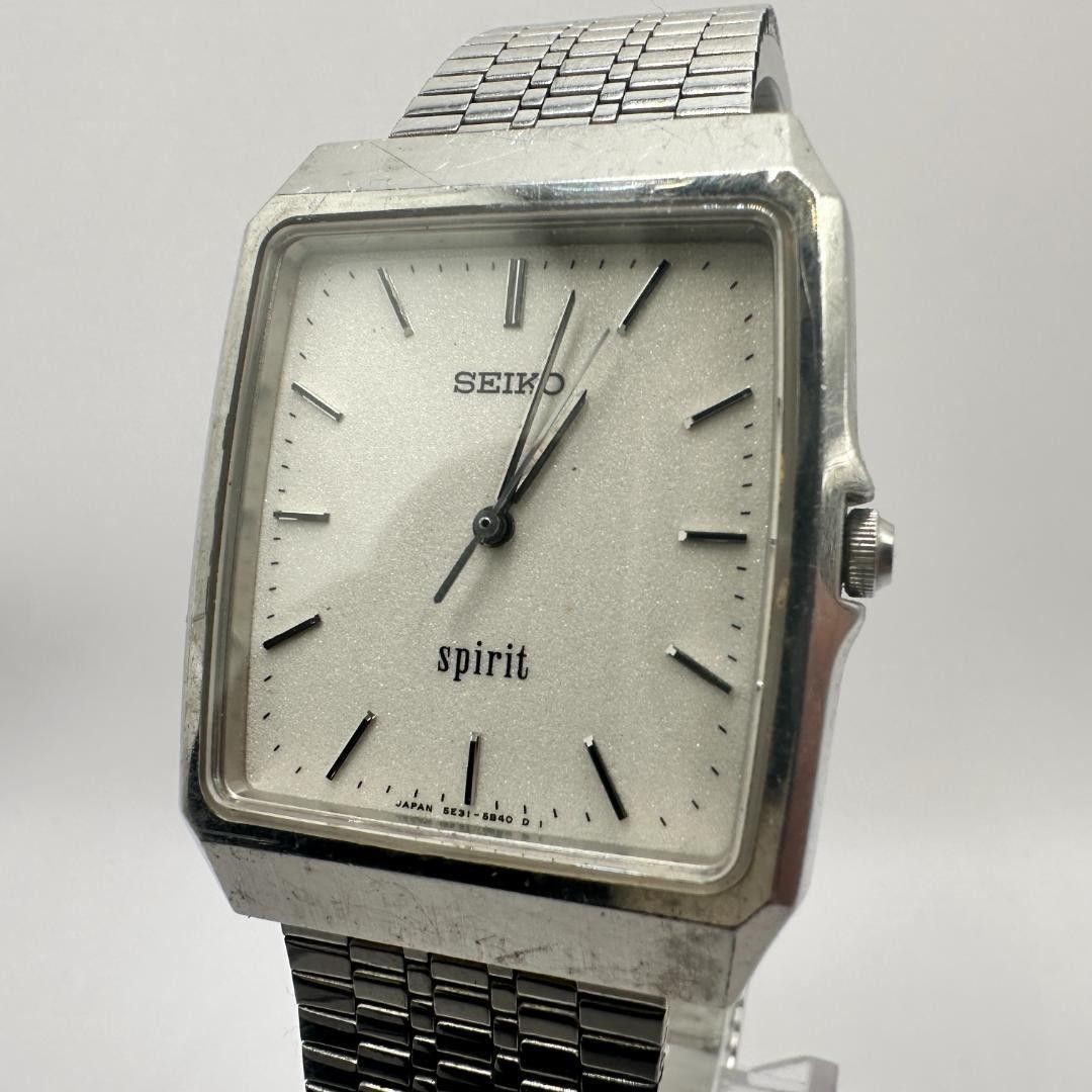SEIKO Old Seiko Watch 5E31 5A70 Tank 90s SPIRIT Square Silver