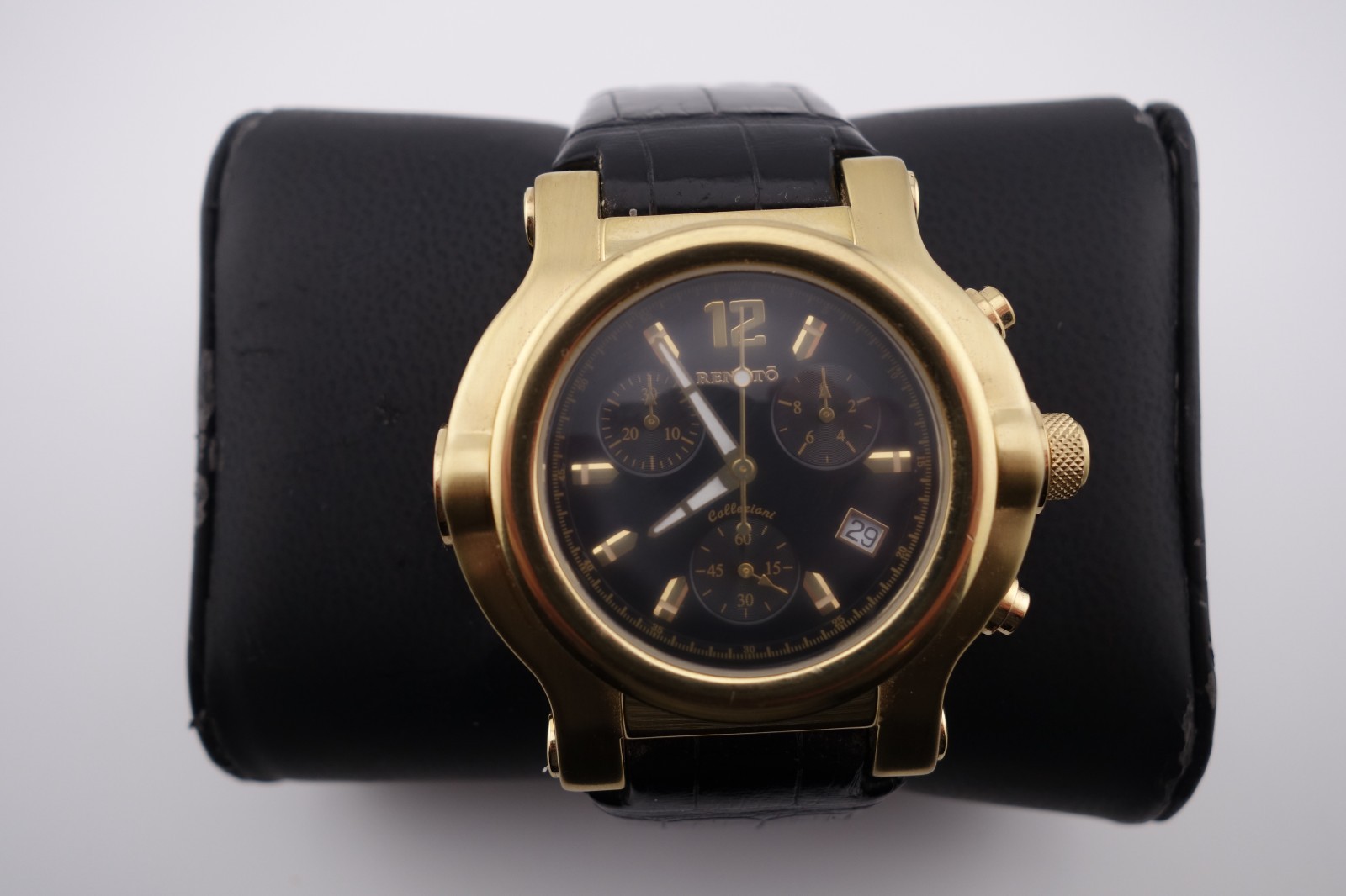 Renato CLASSIC BEAST, Swiss ETA Chrono Movement, Black Dial on Alligator Strap