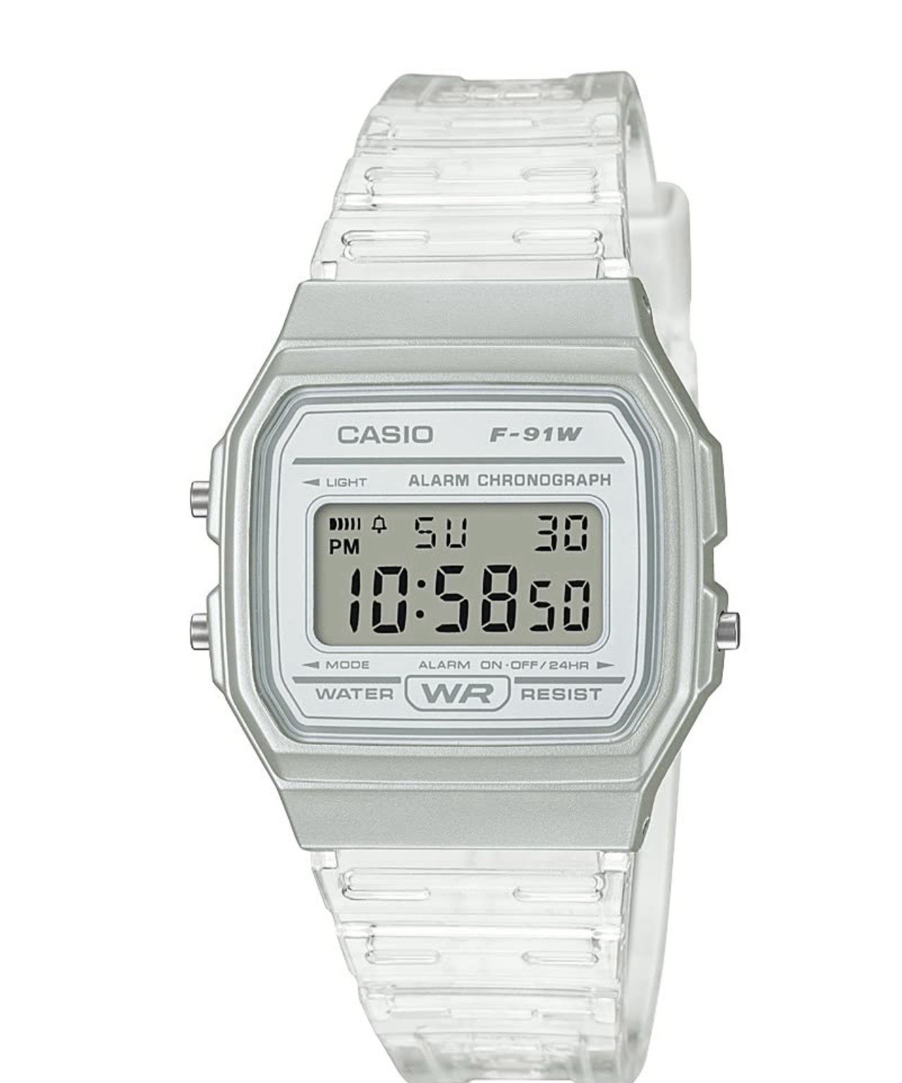 Casio F91WS-7 Transparent Resin Band Unisex Watch