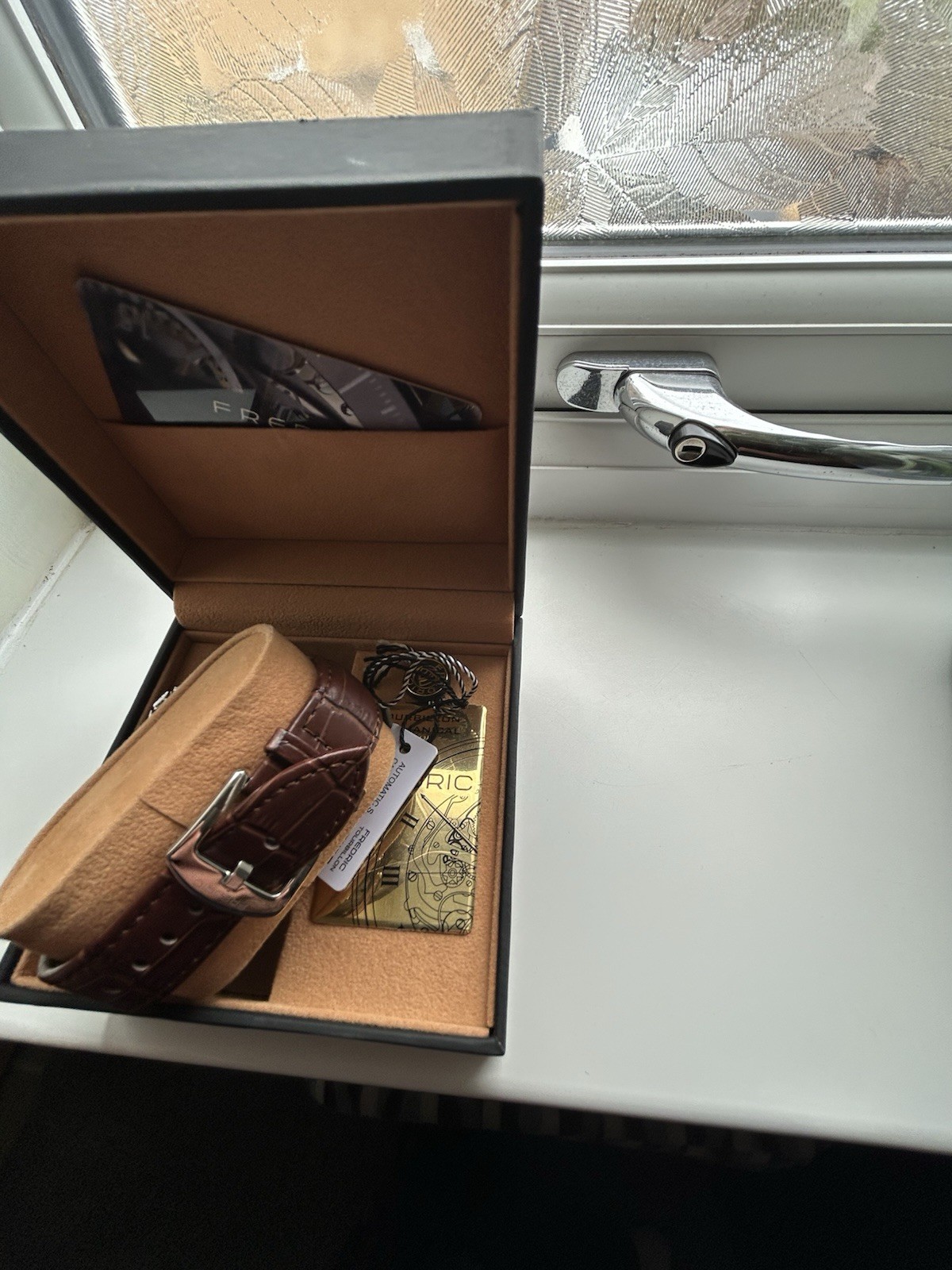 Fredrick Watch Automatic Brand New With Box And Tags Brown Leather Strap