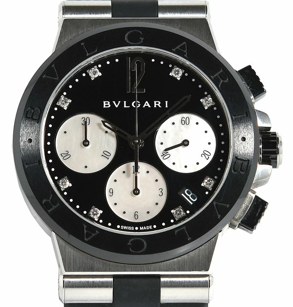BVLGARI Diagono Chronograph DG37SCCH Automatic Black Dial Diamond Men’s Watch